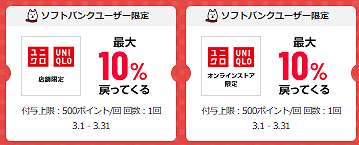 ユニクロのPayPayクーポン・ソフトバンクユーザー限定